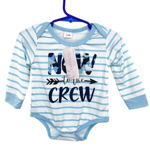 New To The Crew Infant Bodysuit Size 3-6 Months New Long Sleeve